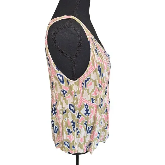 Maeve Anthropologie Floral Soana Ikat Pleated Blouse Top Sleeveless Top Sz 6 - Picture 5 of 11